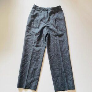 Vintage Talbots Pant Trouser 100% Italian Wool Straight High Waist Pleated Grey